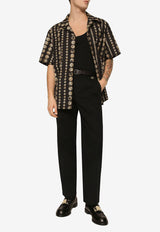 Dolce & Gabbana Coin-Print Poplin Shirt Brown G5LD1T FSFMU HN4PG