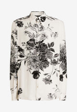 Dolce & Gabbana Flower Bouquet Print Jacquard Shirt Multicolor G5NP9T IS1Z0 HK5SP