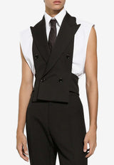 Dolce & Gabbana Double-Breasted Wool Waistcoat Black G711LT FU27K N0000