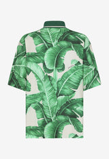 Dolce & Gabbana Banana Tree Print Oversized Polo T-shirt Green G8RG4T HS7M4 H2005