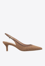 45 Woven Raffia Slingback Pumps