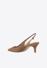 45 Woven Raffia Slingback Pumps