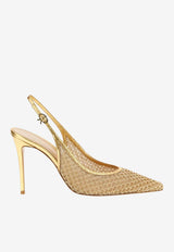 Gianvito Rossi Nikki 120 Metallic Mesh Slingback Pumps Gold G95628 95RIC INKMEKM GOLD