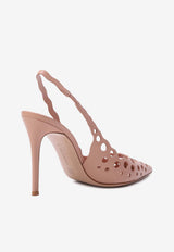 Gianvito Rossi Nikki 95 Laser-Cut Leather Slingback Pumps Peach G95648 95RIC NXFPEAH PEACH
