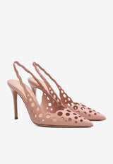 Gianvito Rossi Nikki 95 Laser-Cut Leather Slingback Pumps Peach G95648 95RIC NXFPEAH PEACH
