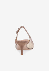 Gianvito Rossi Regina 55 Slingback G98080 55RIC COZPRND ORGANZA PRALINE NUDE