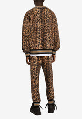 Dolce & Gabbana Logo Plaque Leopard Print Sweatshirt Brown G9AHST II7B4 HXNBM