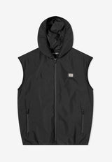 Dolce & Gabbana Logo Plaque Hooded Vest Black G9AOGT GG722 N0000