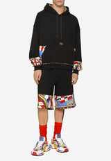Dolce & Gabbana Carretto Print Trim Hoodie G9AOUT G7J4D HH4KT Black