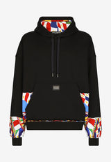 Dolce & Gabbana Carretto Print Trim Hoodie G9AOUT G7J4D HH4KT Black
