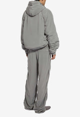 Dolce & Gabbana Gathered Silk Hooded Jacket Gray G9AVQT FU1UQ V0545