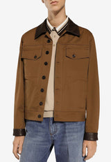Dolce & Gabbana Leather Trim Jacket G9BJFT GI513 M0124 Brown
