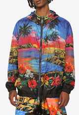 Dolce & Gabbana Hawaiian Print Windbreaker Jacket Multicolor G9ZD9T FPSHP HH4JL