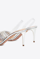 Aquazzura Gatsby 75 Crystal-Embellished Sling Pumps GASMIDL0-SPP-CCC Silver