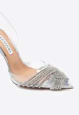 Aquazzura Gatsby 75 Crystal-Embellished Sling Pumps GASMIDL0-SPP-CCC Silver
