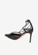 Aquazzura Gabi 85 Leather Pumps GBIMIDP0-NNG000 BLACK