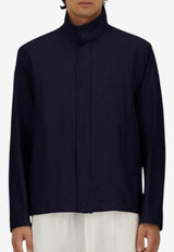 Herno Long-Sleeved Wool-Blend Shirt Gray GI000651U_BLUE MULTI