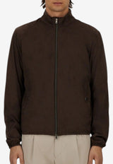 Herno Zip-Up Suede Jacket Dark Brown GI000657U_DARK BROWN