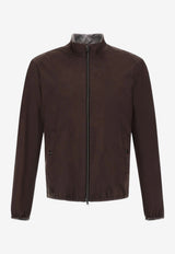 Herno Zip-Up Suede Jacket Dark Brown GI000657U_DARK BROWN