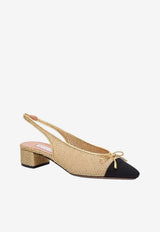 Aquazzura Gioia 35 Mesh Slingback Pumps Gold GIHMIDL0-CGPGBK GOLD/BLACK