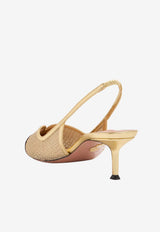Aquazzura Gia 50 Mesh Slingback Pumps Gold GIMMIDL0-CGPGBK GOLD/BLACK