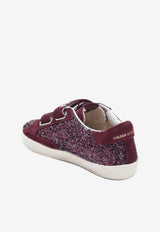 Golden Goose DB Kids Girls Old School Glittered Sneakers Burgundy GJF00111F008033/S_GOLDE-40151