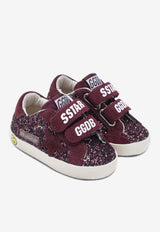 Golden Goose DB Kids Babies Old School Glittered Sneakers Burgundy GJF00111NF008033/S_GOLDE-40151