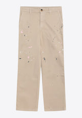 Golden Goose DB Kids Girls Chino Pants with Splashes Beige GKP02394P002220/R_GOLDE-15412
