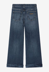 Golden Goose DB Kids Girls Washed Bootcut Jeans Blue GKP02410P002181/R_GOLDE-50765