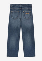 Golden Goose DB Kids Boys Raw-Edge Washed Jeans Blue GKP02411P002180/R_GOLDE-50765