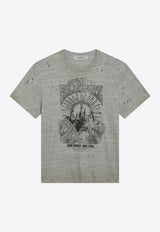 Golden Goose DB Graphic Print Vintage-Effect T-shirt Gray GMP01220P002524/S_GOLDE-60255