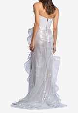Maticevski Refraction Strapless Wave Gown White GO5555/24_WHITE