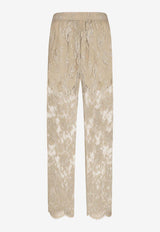 Dolce & Gabbana Semi-Sheer Floral Lace Pants Beige GP05QT HLM9Y S8450