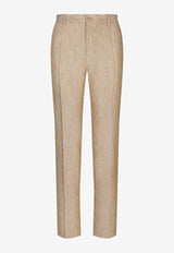 Dolce & Gabbana Linen Twill Pants GP0D6T FU4L0 S8230 Beige