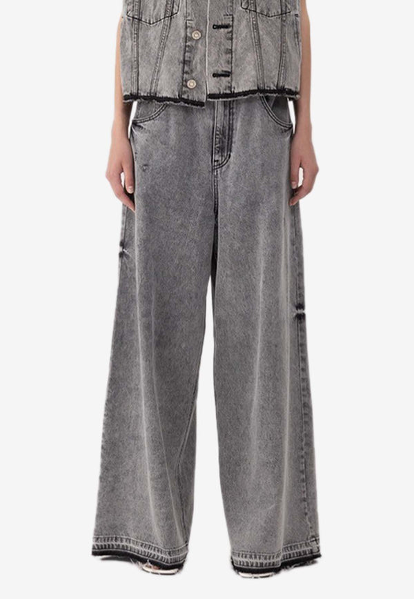 SJYP Washed Wide-Leg Jeans Gray