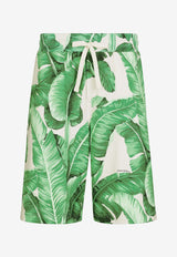 Dolce & Gabbana Banana Tree Print Track Shorts Green GVUZAT HI7X6 H2005