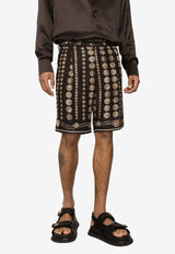 Dolce & Gabbana Coin Print Bermuda Shorts in Silk GW0MAT HI1LR HM4RL Multicolor