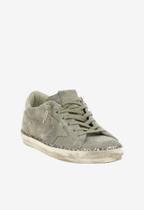 Golden Goose DB Super-Star Glitter-Trimmed Suede Sneakers Taupe GWF00857.F008059.15864_BEIGE MULT