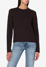 Golden Goose DB Cable Knit Wool Blend Sweater Brown GWP02467P002110/R_GOLDE-90108