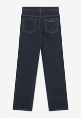 Miu Miu Logo Lettering Straight-Leg Jeans Blue GWP483OOO17L8/R_MIU-F0008