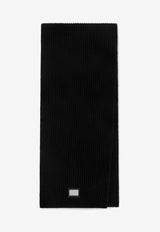 Dolce & Gabbana Logo Plaque Ribbed Wool Scarf Black GXK64T JEMQ5 N0000