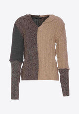 Dolce & Gabbana V-neck Patchwork Sweater Multicolor GXR39T JFMO9 S9000
