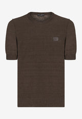 Dolce & Gabbana Logo Short-Sleeved Knit T-shirt GXX03T JALAN M1643 Gray