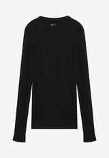 Dolce & Gabbana Ribbed Knit Silk Sweater Black GXXAFTJAMVC/R_DOLCE-N0000