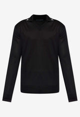 Dolce & Gabbana Silk Long-Sleeved Polo T-shirt Black GXZBAT JBSOI N0000