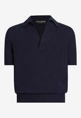 Dolce & Gabbana Fine Knit Polo T-shirt Navy GXZBHZ JGMGX B3895