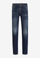Dolce & Gabbana DG Leather Patch Faded Jeans Denim GY07CZ G8KF4 S9001