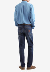 Dolce & Gabbana DG Leather Patch Faded Jeans Denim GY07CZ G8KF4 S9001