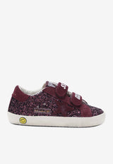 Golden Goose DB Kids Girls Old School Glittered Sneakers Burgundy GYF00111F008033/S_GOLDE-40151