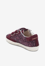 Golden Goose DB Kids Girls Old School Glittered Sneakers Burgundy GYF00111F008033/S_GOLDE-40151